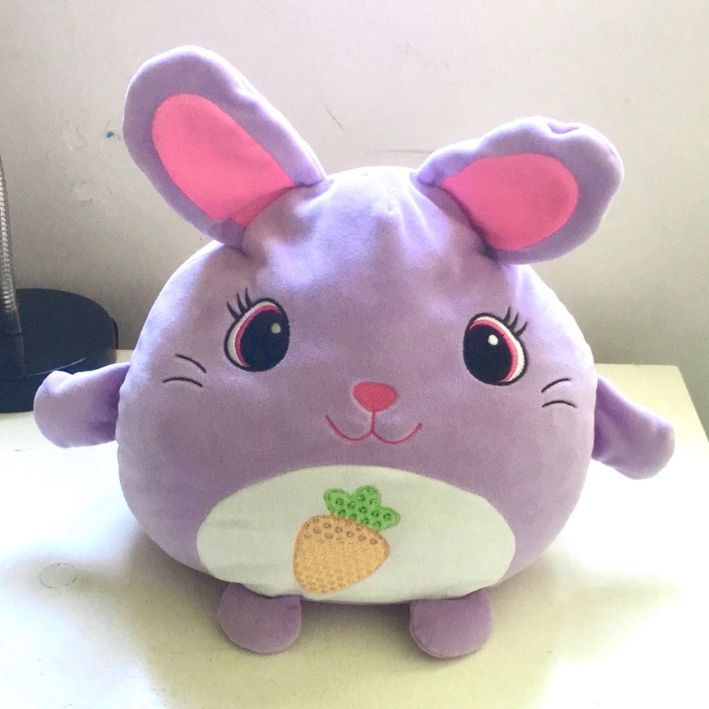 Homerbest Purple Bunny Round Plush Soft Toy Spring Easter Gift Sequin Carrot